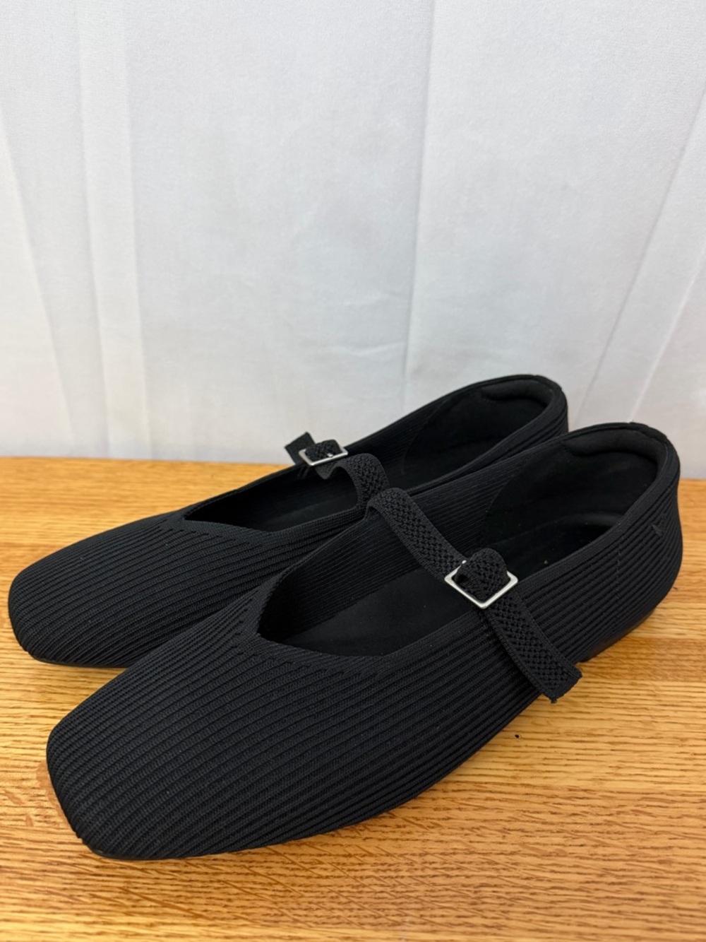 Vivaia Black Margot Mary Jane Square Toe Flat Shoes Womens Size 11W - Picture 3 of 9